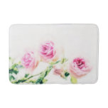 Vintage pink rose flower bath mat