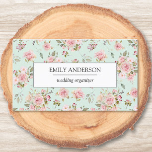 Vintage Pink Rose Flowers Floral Business Calling Card