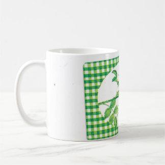 Vintage Pink Rose Green Gingham Cottagecore Floral Coffee Mug