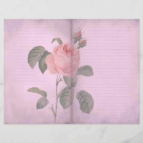 Vintage Pink Rose Journal Scrapbook Paper
