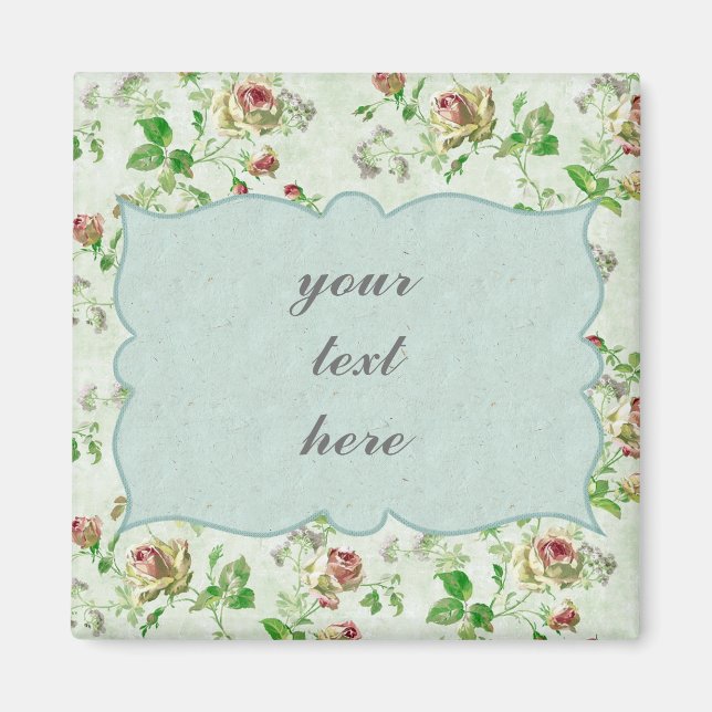 Vintage Pink Rose Magnet (Front)