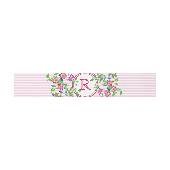 Vintage Pink Rose -monogrammed Invitation Belly Band (Flat)