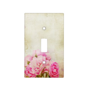 Vintage Pink Rose Peony Bloom Light Switch Cover