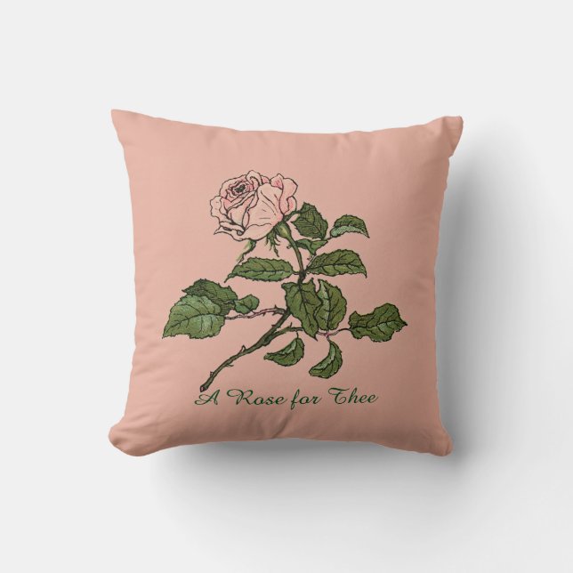 Vintage Pink Rose Quote Pillow (Front)
