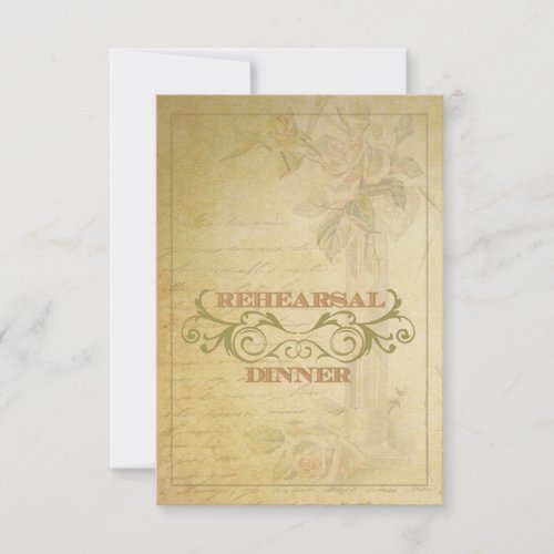 Vintage Pink Rose Rehearsal Dinner Invitation