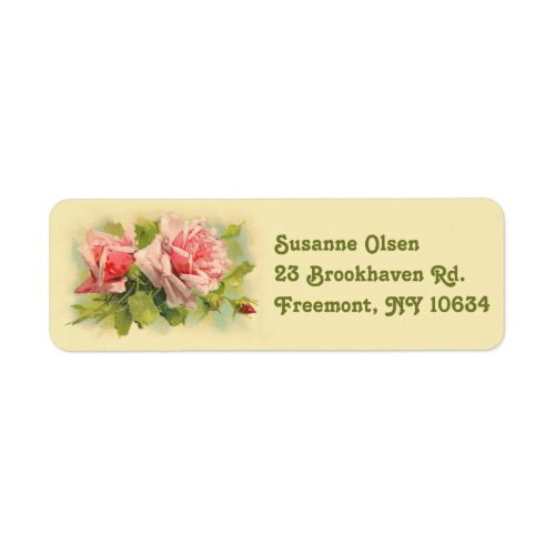Vintage pink rose return address labels