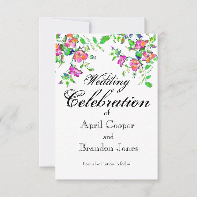 Vintage pink rose save the date (Front)