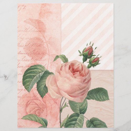 Vintage Pink Rose Scrapbook Paper