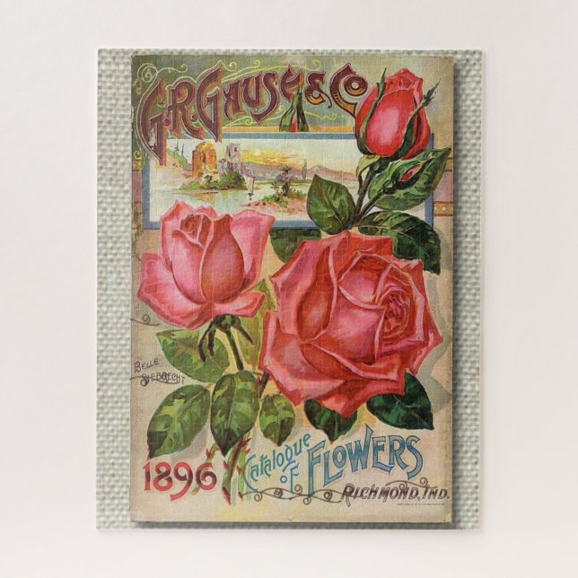 Vintage Pink Rose Seed Packet Jigsaw Puzzle (Vertical)