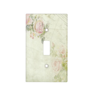 Vintage Pink Rose Stationery Flower Faerie Light Switch Cover