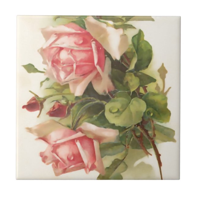 Vintage Pink Rose Tile (Front)