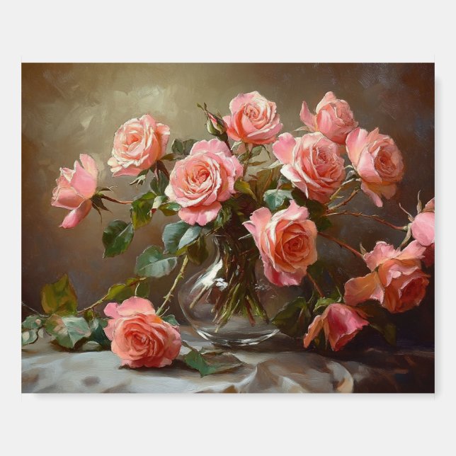 Vintage pink rose vase foam board (Front)