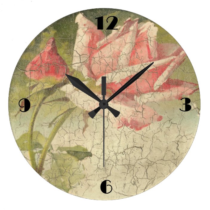 Vintage Pink Rose Wall Clock | Zazzle.com