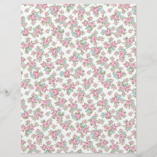 Vintage Pink Rosebud Arts & Craft Scrapbook Paper (Front)