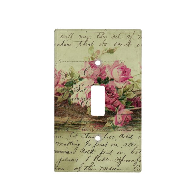 Vintage Pink Roses and Boat Light Switch Cover (Front)