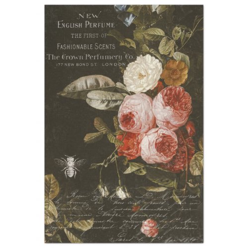 Vintage Pink Roses and Perfume Ephemera Decoupage Tissue Paper