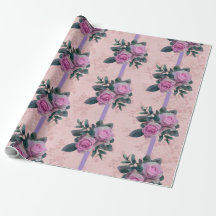 Vintage Pink Roses Antique Damask Ribbon