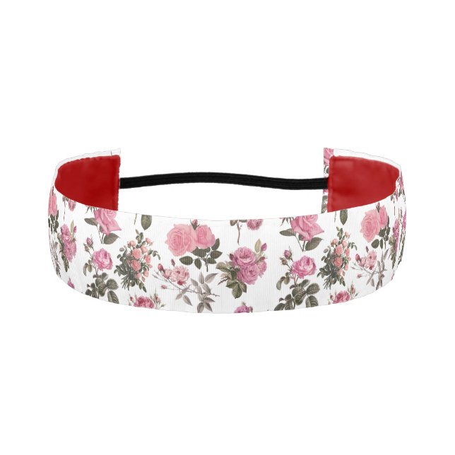 Vintage Pink Roses Athletic Headband (Front)