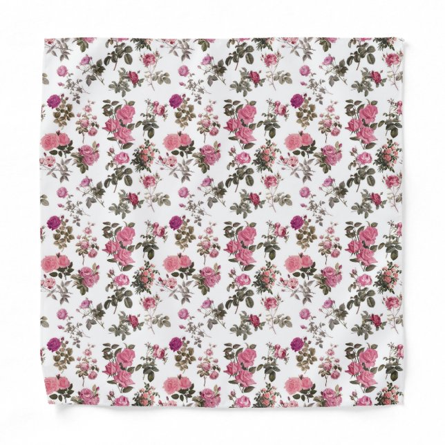 Vintage Pink Roses Bandana (Front)