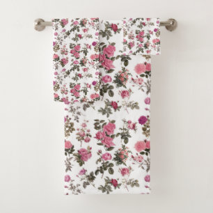 Vintage Pink Roses Bath Towel Set