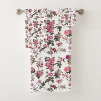 Vintage Pink Roses Bath Towel Set