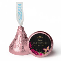 Vintage Pink Roses Black Gold Lace Quinceañera Hershey®'s Kisses®