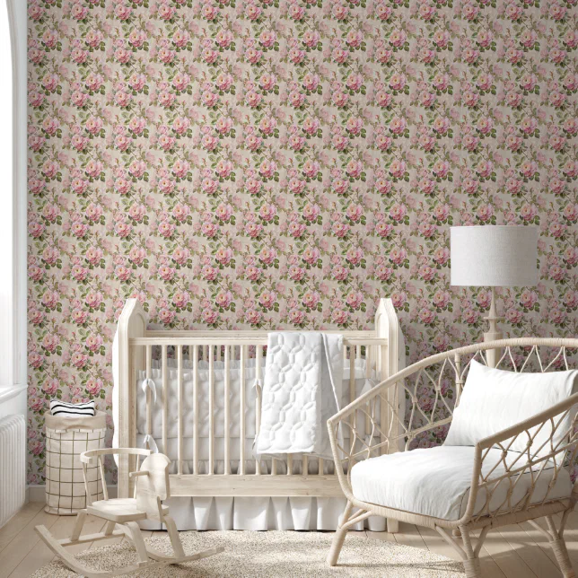 Vintage Pink Roses Bouquet Girly Floral Wallpaper | Zazzle