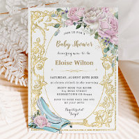 Vintage Pink Roses Cinderella Princess Baby Shower