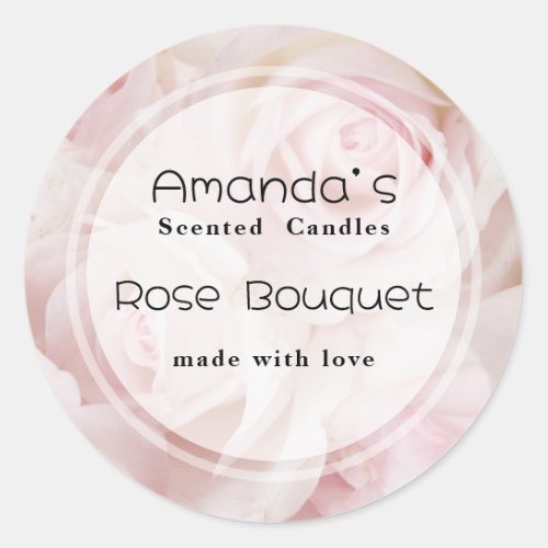Vintage Pink Roses Elegant Bouquet Candle Biz Classic Round Sticker