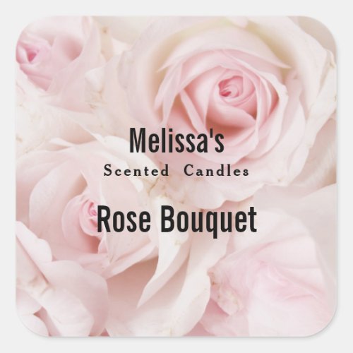 Vintage Pink Roses Elegant Bouquet Candle Biz Square Sticker