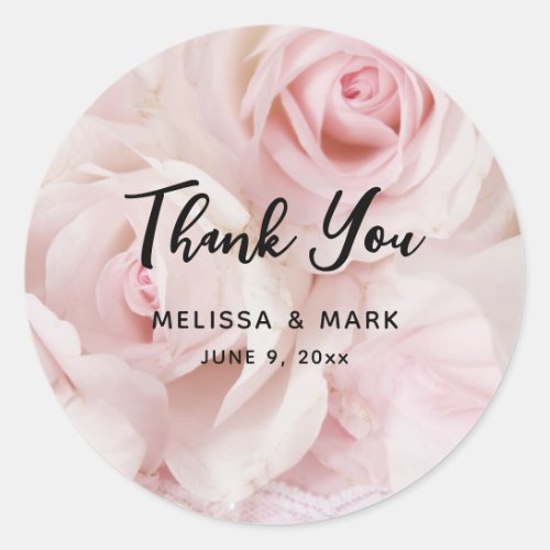 Vintage Pink Roses Elegant Bouquet Classic Round Sticker