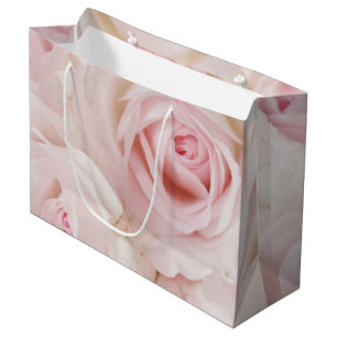 Vintage Pink Roses Elegant Bouquet Large Gift Bag