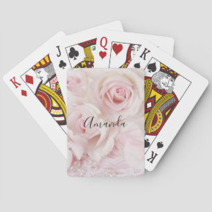 Vintage Pink Roses Elegant Bouquet Poker Cards
