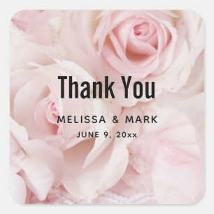 Vintage Pink Roses Elegant Bouquet Square Sticker