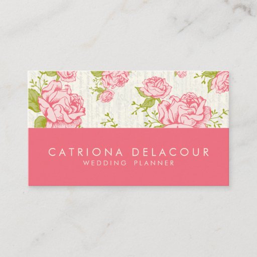 Customizable Vintage Pink Roses Elegant Business Card