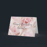 Vintage Pink Roses & Elegant Lace - Birthday Card<br><div class="desc">Birthday card with a photograph of a bouquet of pink roses placed on a lace covered setting. Vintage elegance.</div>