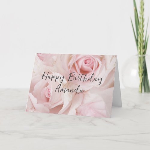 Vintage Pink Roses  Elegant Lace _ Birthday Card