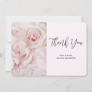 Vintage Pink Roses & Elegant Lace - Thank You