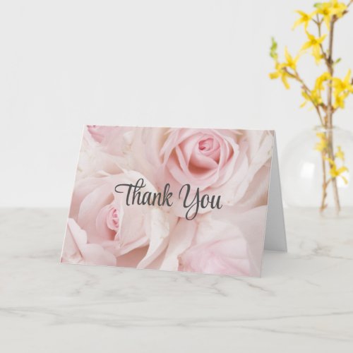 Vintage Pink Roses  Elegant Lace _ Thank You Card