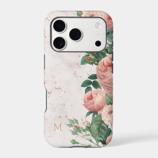 Vintage Pink Roses Floral Marble Personalized Iphone 18 Pro Case