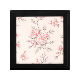 Vintage Pink Roses Floral Pattern Gift Box