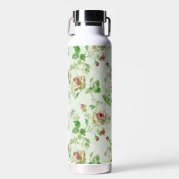 Vintage Pink Roses Floral Pattern Water Bottle by MissMatching at Zazzle