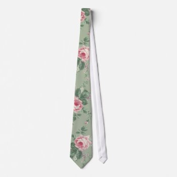 Vintage Pink Roses Floral Unisex Tie by BluePlanet at Zazzle