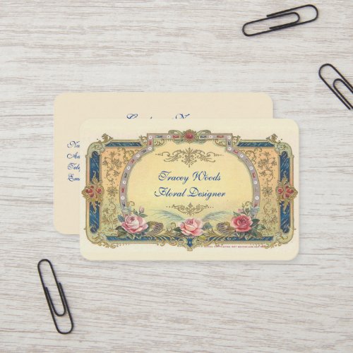 Vintage Pink Roses French Country   Business Card