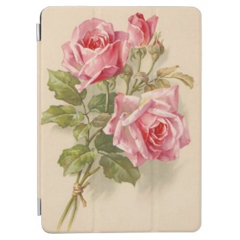 Vintage Pink Roses Ipad Air Cover by VintageFloralPrints at Zazzle