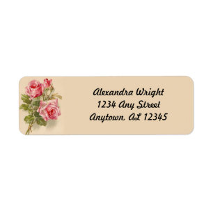 Vintage Pink Roses Label
