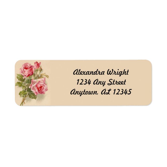 Vintage Pink Roses Label (Front)