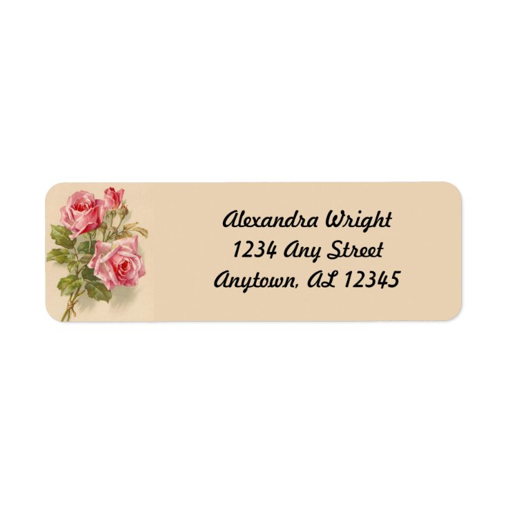 Vintage Pink Roses Label | Zazzle