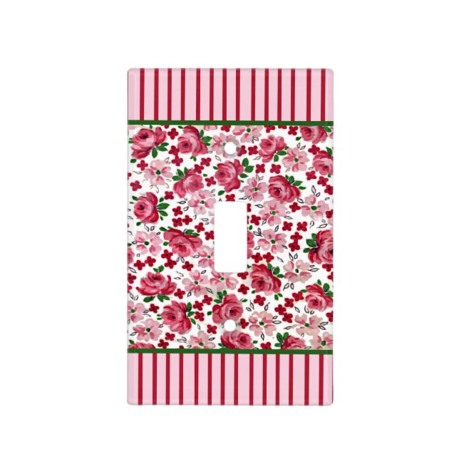 Vintage Pink Roses Light Switch Cover (Front)
