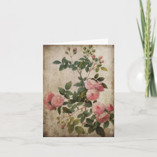 Vintage Pink Roses Note Card. Card